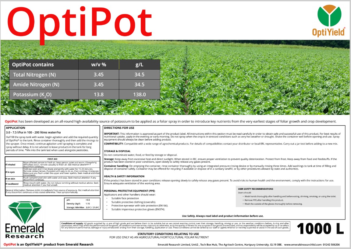 OptiPot Foliar Potassium label 