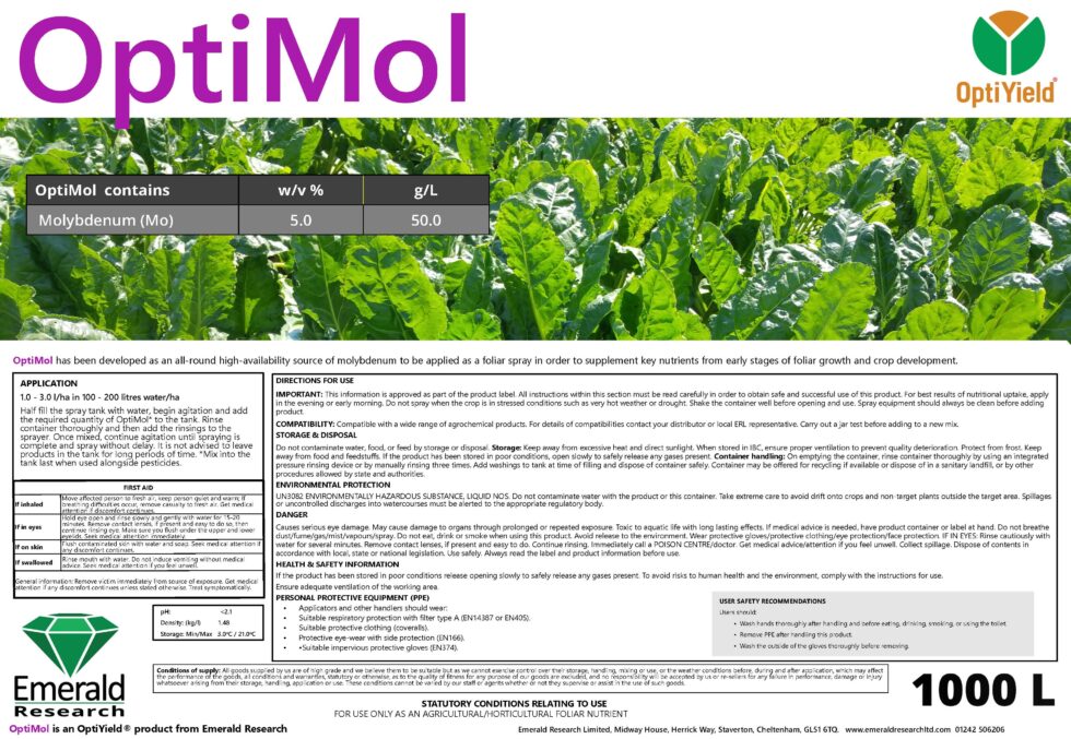 OptiMol- Foliar Molybdenum - Emerald Research