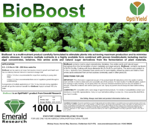 BioBoost product label - foliar biostimulant for crop growth, vigour and stress tolerance