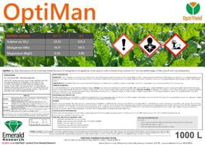 OptiMan foliar manganese fertiliser label for arable and field vegetable crops