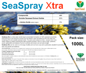 SeaSpray Xtra seaweed extract and plant-origin L-amino acid biostimulant for early crop growth and resilience