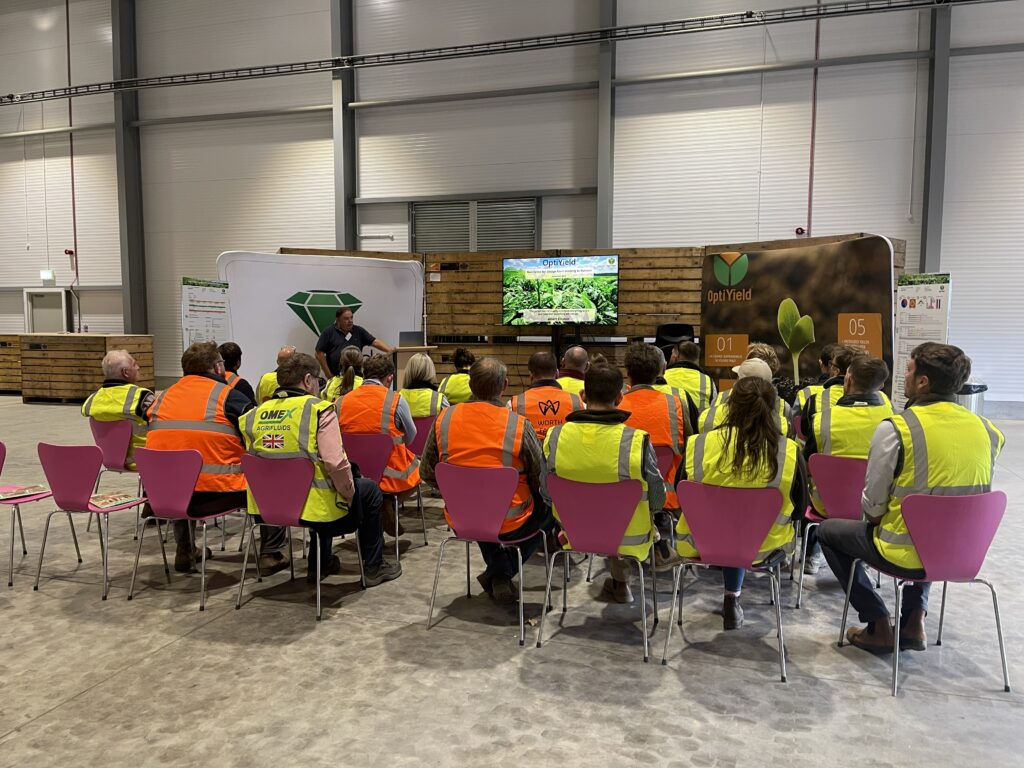 Simon Fox presenting the OptiYield crop resilience approach at Arable Insights Live: Potatoes