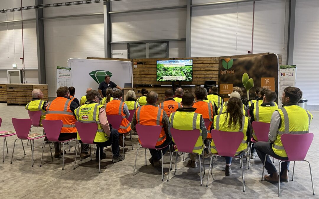 Simon Fox presenting the OptiYield crop resilience approach at Arable Insights Live: Potatoes